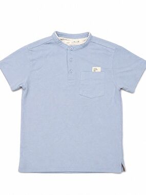Zara Light Blue Henley Polo with Chest Pocket